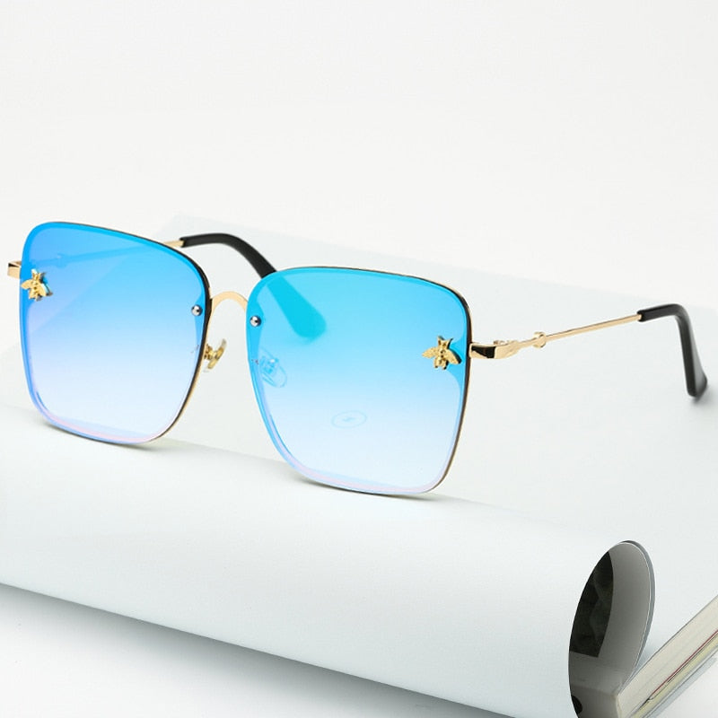 Oversized Rimless Square Shaped Sunglasses