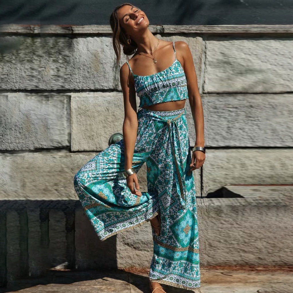 Sway Boho Women's  Set of Crop Top and Pants in Multiple Colours