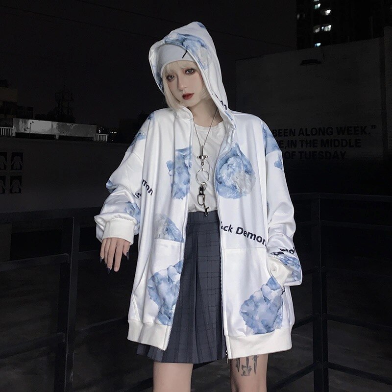 Women's Loose Butterfly Printed Hoodie