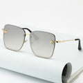 Oversized Rimless Square Shaped Sunglasses