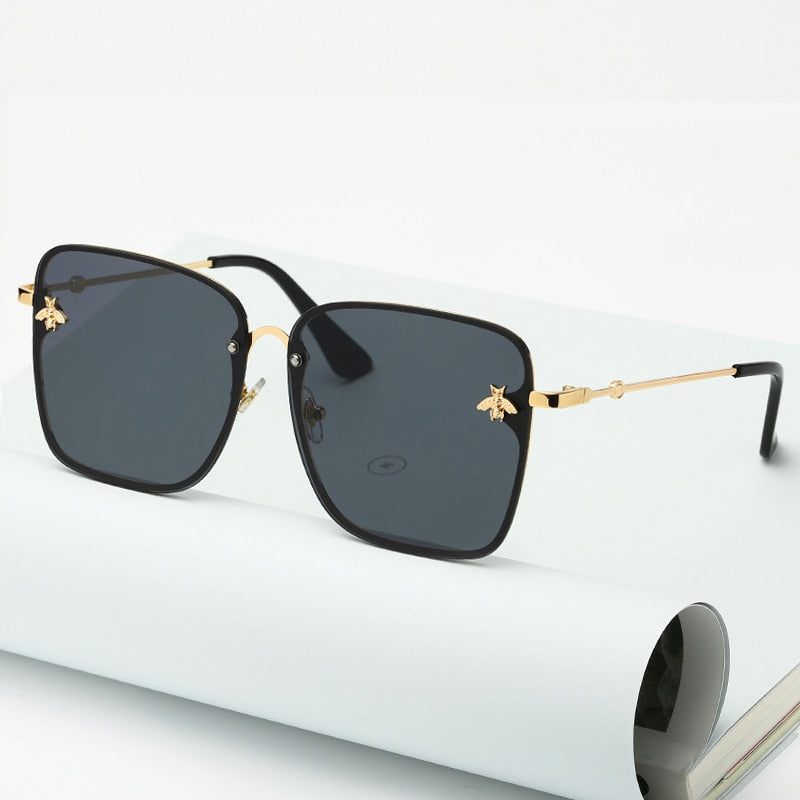 Oversized Rimless Square Shaped Sunglasses