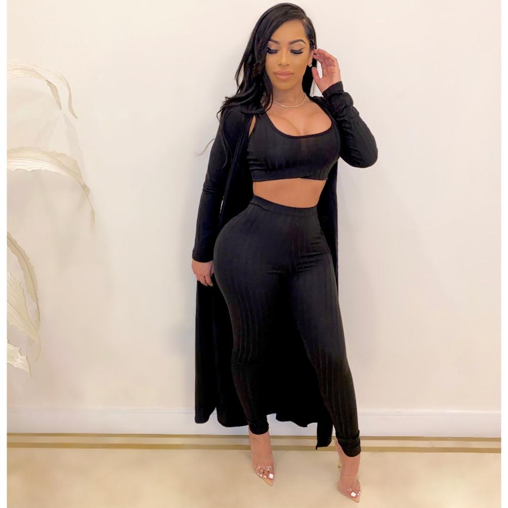 Women's Crop Top, Leggings and Long Cardigan Set