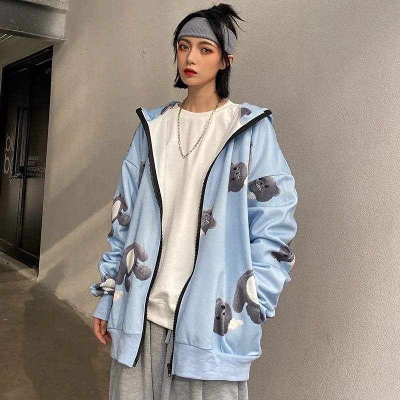 Women's Loose Butterfly Printed Hoodie