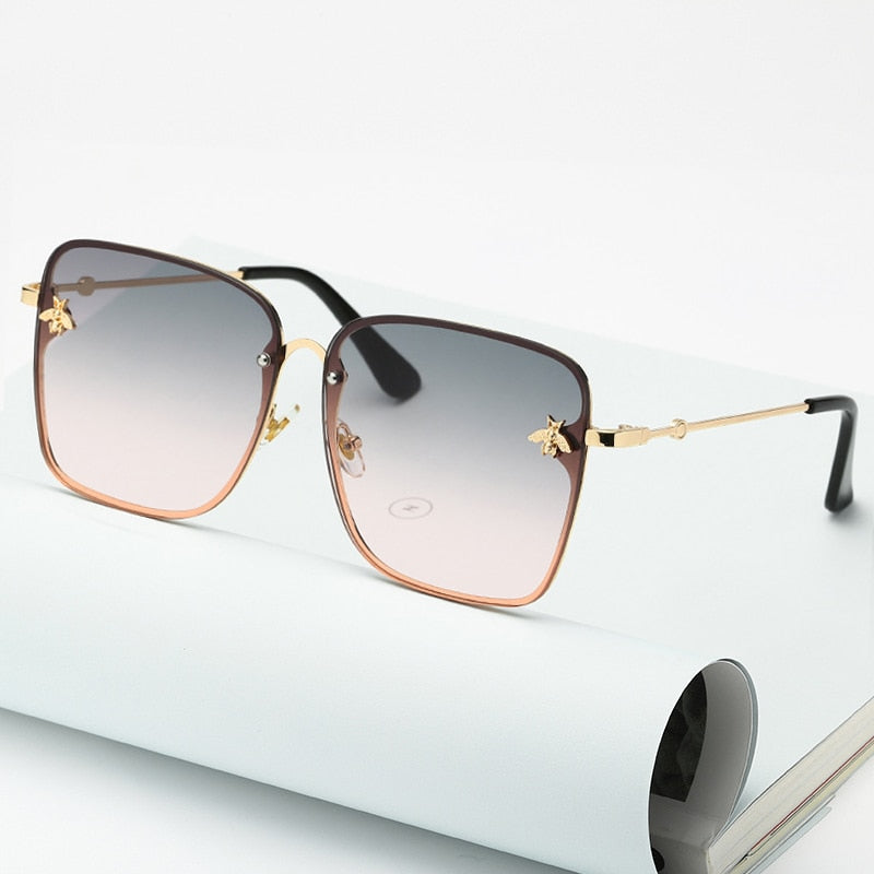 Oversized Rimless Square Shaped Sunglasses