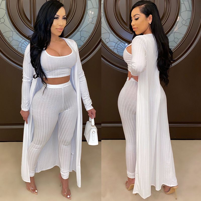 Women's Crop Top, Leggings and Long Cardigan Set