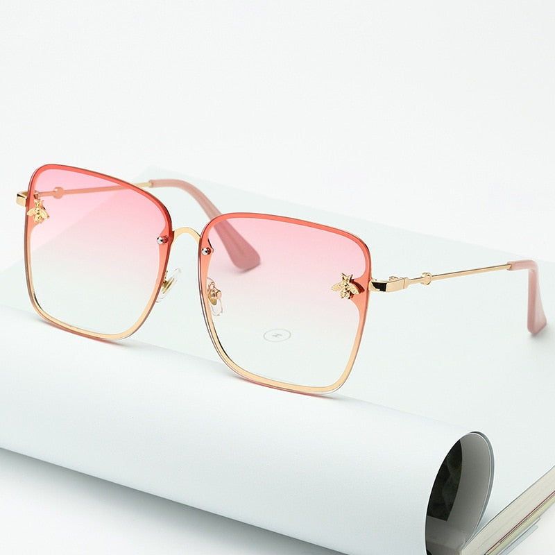 Oversized Rimless Square Shaped Sunglasses