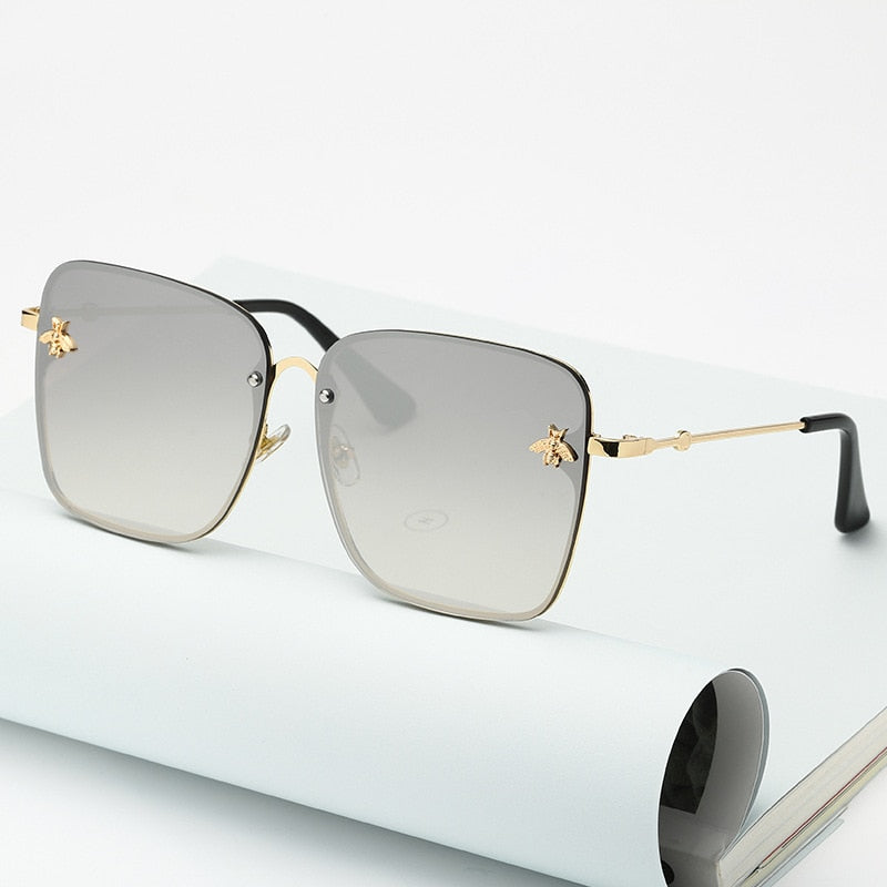 Oversized Rimless Square Shaped Sunglasses