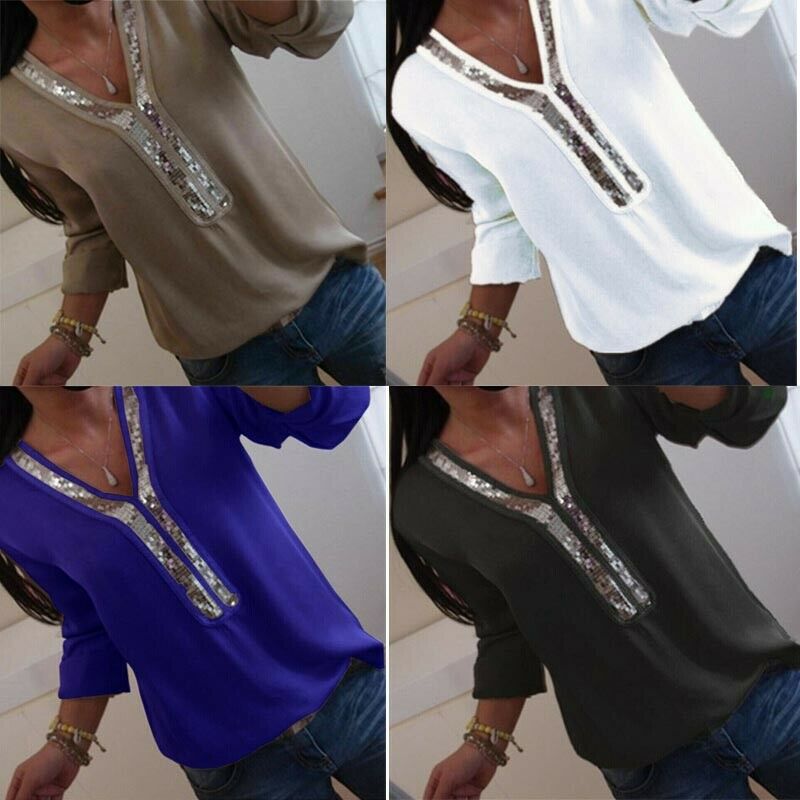 Women's Sequined Detail Loose Blouse