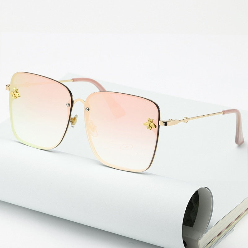 Oversized Rimless Square Shaped Sunglasses