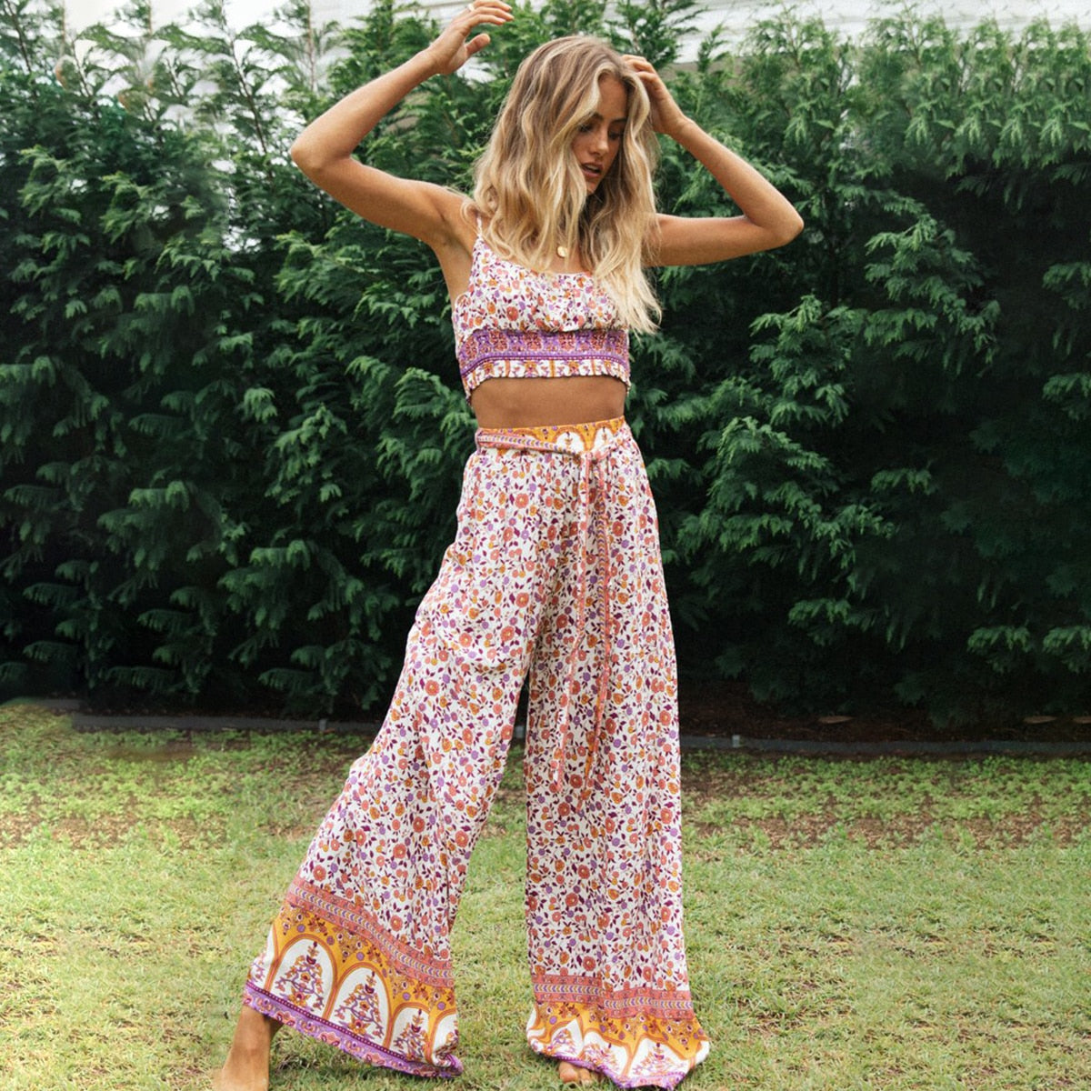 Sway Boho Women's  Set of Crop Top and Pants in Multiple Colours