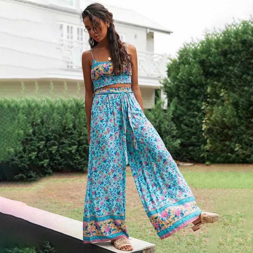Sway Boho Women's  Set of Crop Top and Pants in Multiple Colours