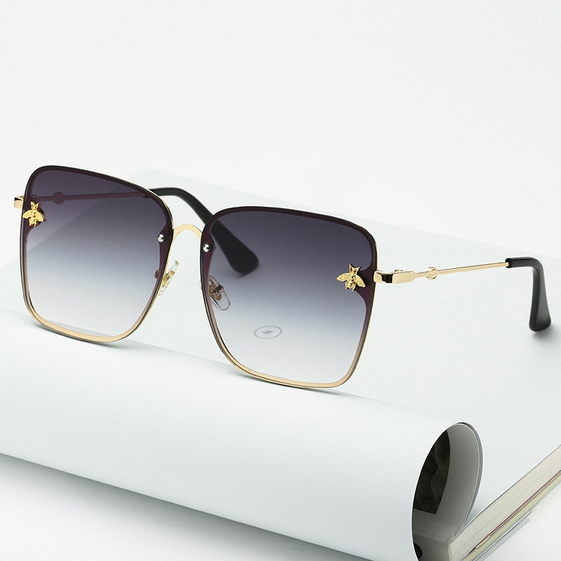 Oversized Rimless Square Shaped Sunglasses