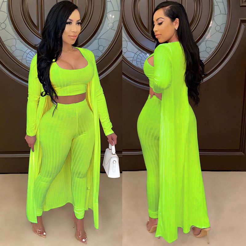 Women's Crop Top, Leggings and Long Cardigan Set