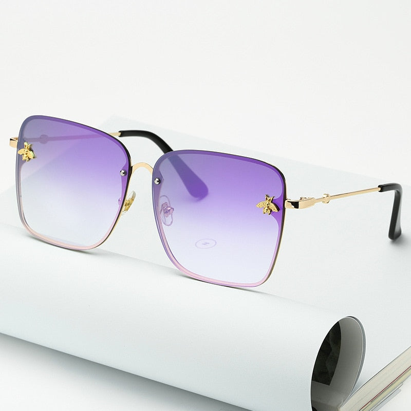 Oversized Rimless Square Shaped Sunglasses
