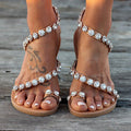 Women's Flowers Decorated Leather Sandals