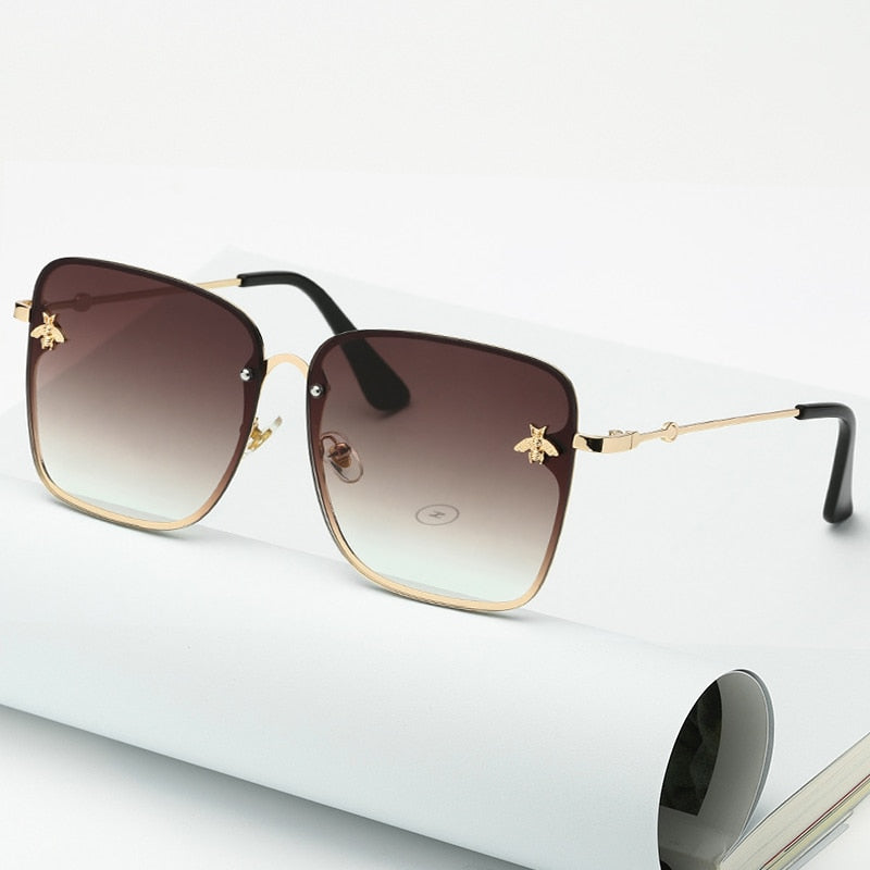 Oversized Rimless Square Shaped Sunglasses