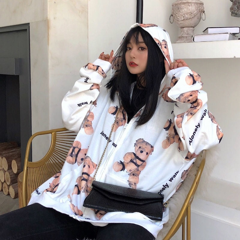 Women's Loose Butterfly Printed Hoodie