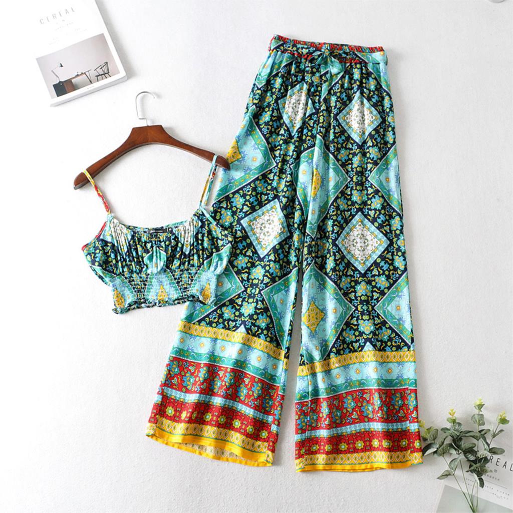 Sway Boho Women's  Set of Crop Top and Pants in Multiple Colours