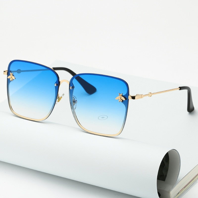 Oversized Rimless Square Shaped Sunglasses