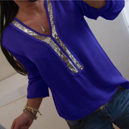Women's Sequined Detail Loose Blouse